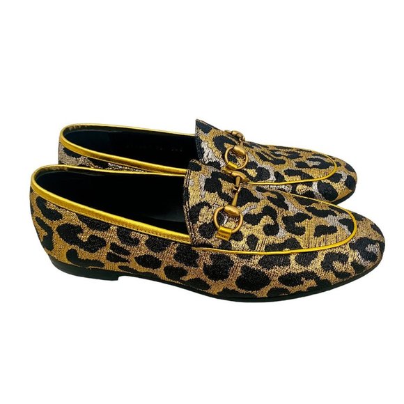 Gucci Jordaan Leopard Print Horsebit Gold Loafers Women's Size 36 + Box Dust bag - Picture 6 of 10